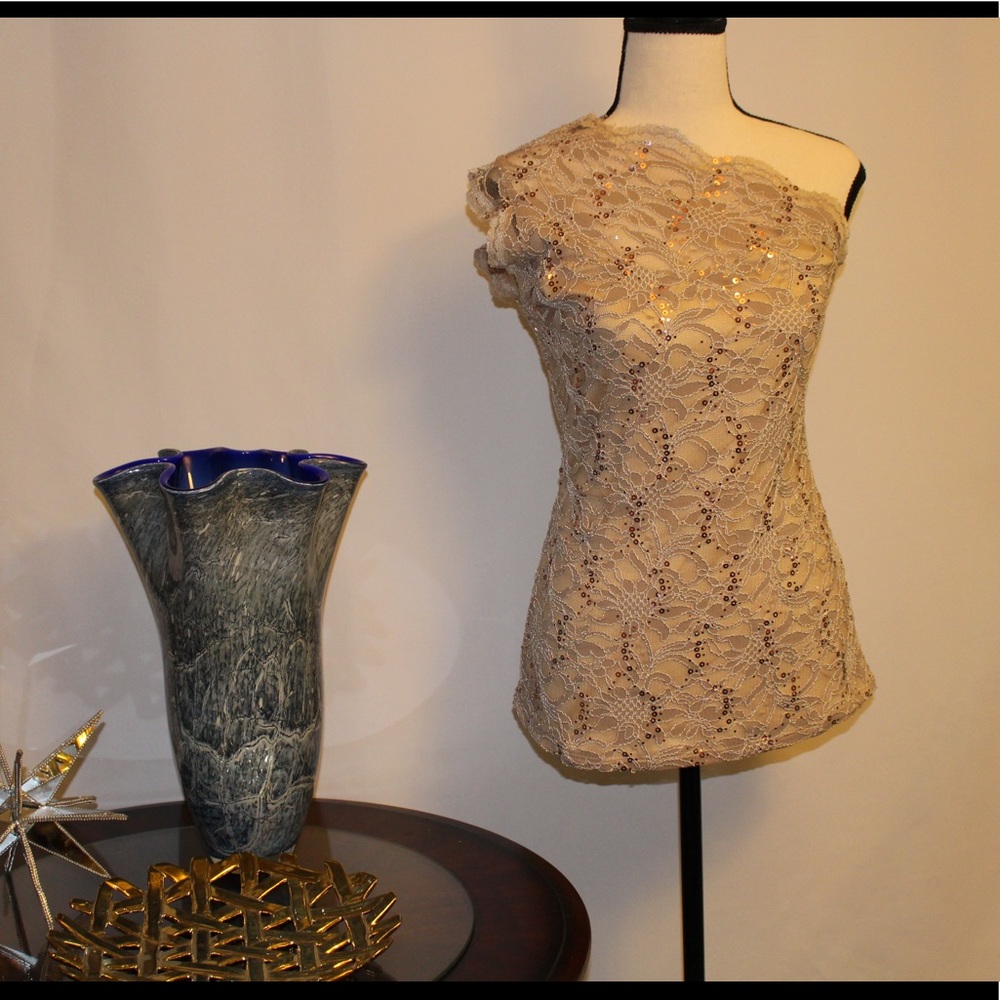 Boston Proper Sequin Lace Blouse.